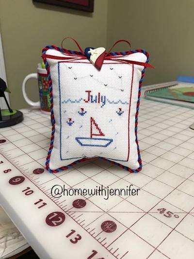 July is done. I am leaving tomorrow for a cross stitch retreat and I hope to have August stitched by the time I arrive back home here in Louisiana