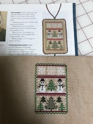 This is not a very good picture but this is my January ornament complete. It is Blue Ribbon Designs "Frosty Friends" from the Just Cross Stitch 2017 Ornament addition. I will post another picture when I get it FFO'd. Fabric is 18ct Vintage Country Mocha using called for DMC.