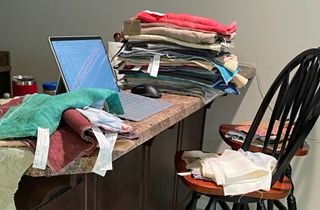 This was during the fabric cataloging.  I sent a picture to my stitch group to show I was actually doing something!  haha  I will have to have them over again sometime soon.