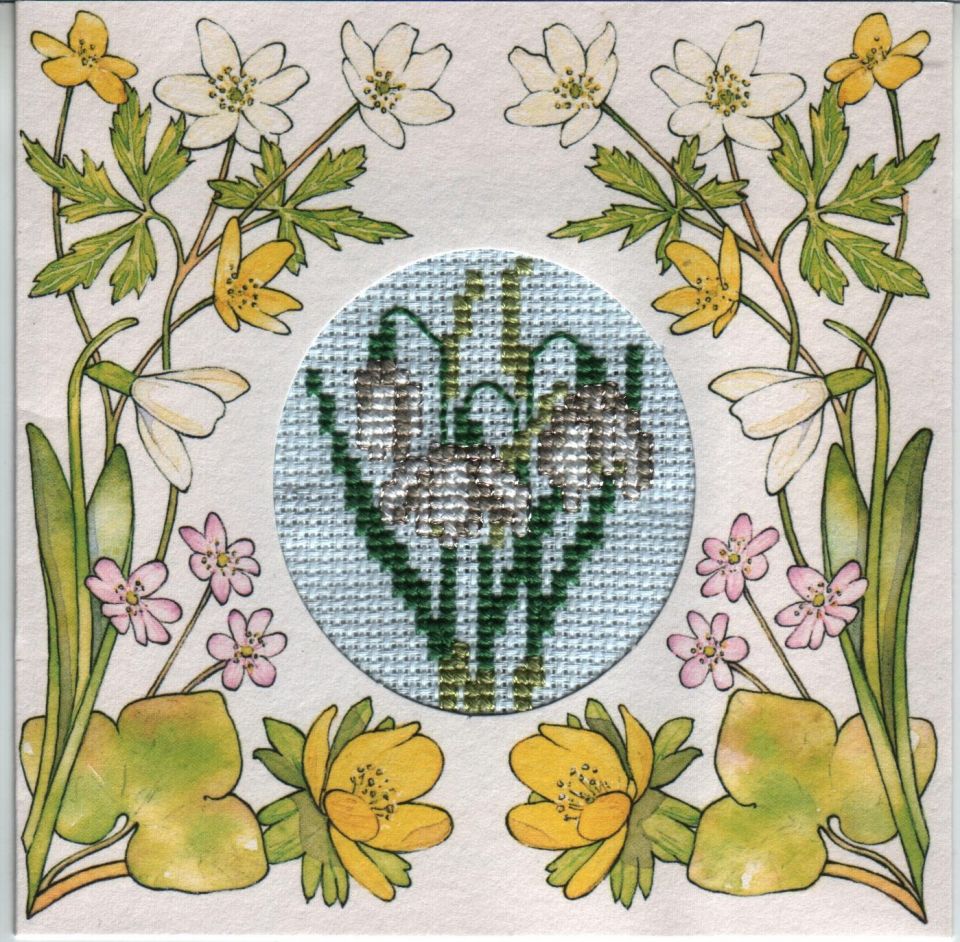 My Take A Long projectCrossStitcher "First Flowers of Spring"Still need to press and place in kit's printed card