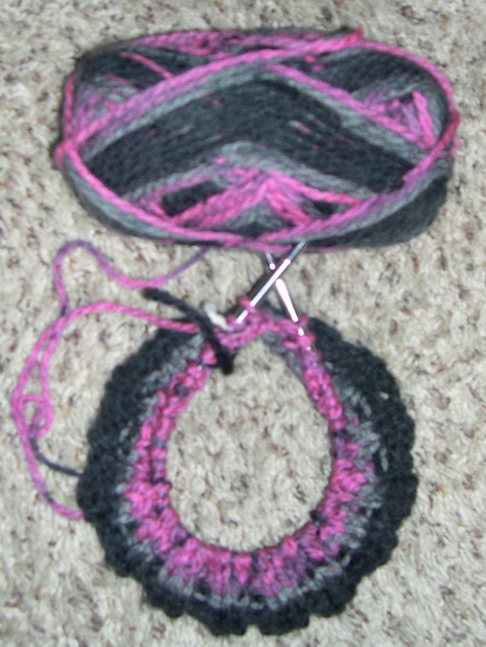 Started my 4th knit hat"Black Raspberry"  Charisma by Loops  & ThreadsBulky yarn