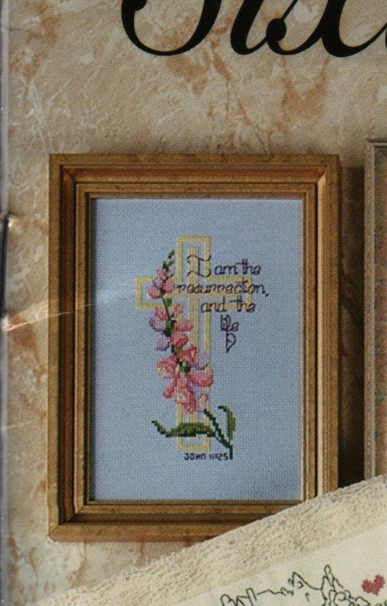 Only 3 weeks before Easter...put together this quick stitchResurrection From Sam Hawkins Sixteen Inspirationson 14 count purple aida using DMC floss