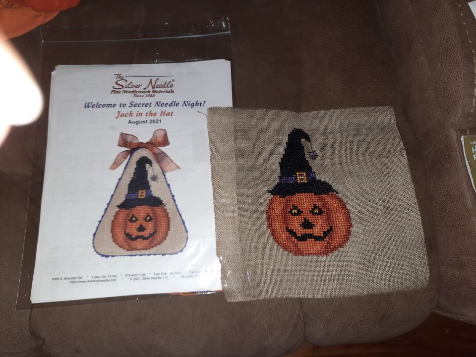 I've been working on Autumn & Halloween stitching.  When I Think Of Autumn by Puntinipuntini, Hen's Halloween Tea by Tiny Modernist, Jack in the Hat from The Silver Needle Secret Needle Night and currently stitching Witch's Brew from Mill Hill.  Looking forward to the Halloween activities her in the village.Nan in PA